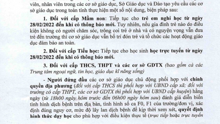 Quảng Ninh tiếp tục cho trẻ mầm non nghỉ học, tiểu học học trực tuyến